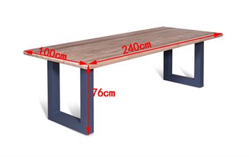 Plankebord i massiv genbrugs teaktræ 240x100x76 cm